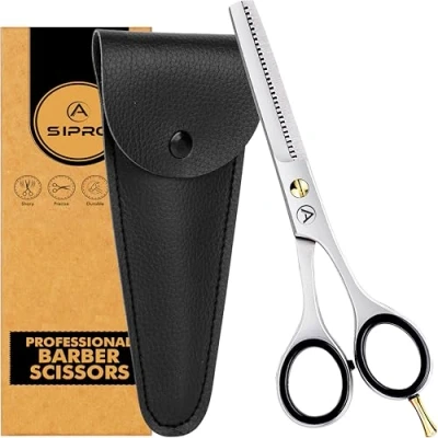 Immagine di ASIPRO Forbici per Sfoltire i Capelli 6,5&quot;/16,5cm Acciaio Inossidabile con Custodia in Pelle Artificiale, Thinning Scissors Parrucchiere Uomo e Donna