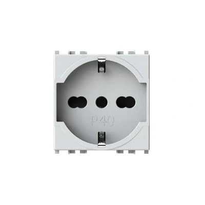 Immagine di 4box Presa elettrica schuko tipo P40 compatibile con Vimar Plana, Bianco