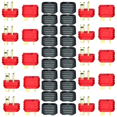 Immagine di LinsyRC 10 Coppie Connettore Maschio e Femmina Spina T Amass Plug con Cappucci Isolati per Controller ESC Motore Batteria LiPo RC