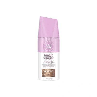 Immagine di Nishlady Magic Retouch Sprays Instant Root Concealer spray Veloce e facile da usare, per ritocchi donne, colore marrone chiaro, nero (Light Brown, 100 ml (confezione 1)