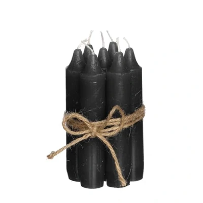 Immagine di comforder Set di candele (7 pezzi), 11 cm, colore nero, da tavola, tinta unita, 4 ore durata
