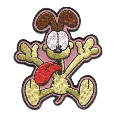 Immagine di Comercial Mercera Garfield Oldie Gatto comico ricamato Toppe Termoadesive Patch Toppa Ricamate, Misura: 6 x 6,4 cm
