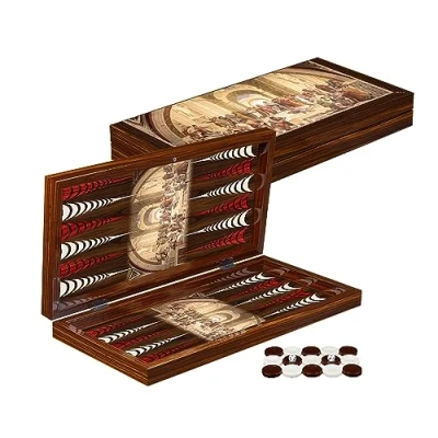 Immagine di PrimoLiving Set da gioco Backgammon Deluxe in legno Planton XL 41 x 41,5 cm