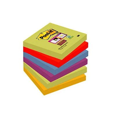 Immagine di Post it Super Sticky Foglietti, 90 Fogli, Confezione da 6 Blocchetti, 76 x mm, Multicolore (Marrakesh)