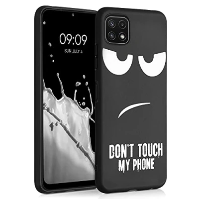 Immagine di kwmobile Cover Compatibile con Samsung Galaxy A22 5G Custodia in Silicone TPU Protettiva Soft Case Don&#039;t touch my phone bianco/nero