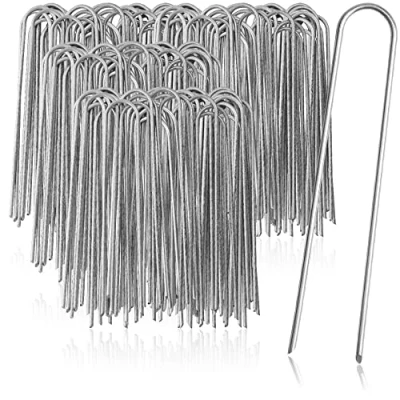 Immagine di com four® 200x Ancoraggi a Terra in Acciaio Rivestito robusti picchetti per Il Fissaggio di Pile e pellicole Erbacce Campeggio (200 Pezzi 200x25x3,8 mm)