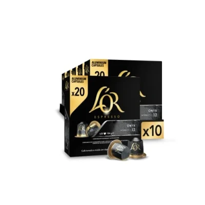 Immagine di L&#039;Or Capsule Caffè Espresso Onyx Compatibili con Macchine Nespresso®* original 200 in Alluminio Intensità 12