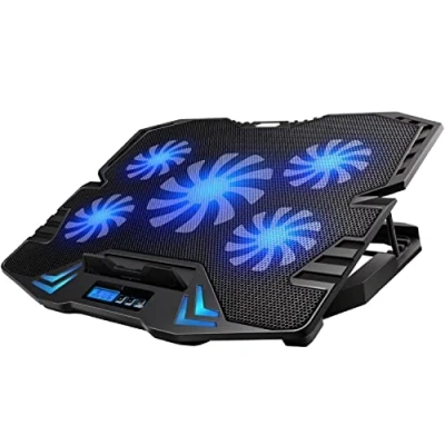 Immagine di Ewent EW1259 Supporto Sistema di Raffreddamento per Notebook, MacBook 15.6 / 17 pollici con 5 Ventole Silenziose e velocità regolabile Luce LED, 30 x 37 3,8 cm