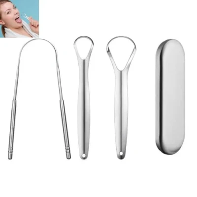 Immagine di LiJuanWang Pulisci Lingua,3 Pezzi Cleaner per Linguetta,Nettalingua in Acciaio Inox,Ricchietta della Lingua Spazzola Lingua,Tongue Scraper,Spazzola Lingua,Raschietto