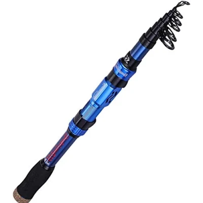 Immagine di Sougayilang canna da pesca telescopica 24 tonnellate in fibra di carbonio, fresato CNC, comodo manico Eva, viaggio per la alla trota, blu 3,0 m