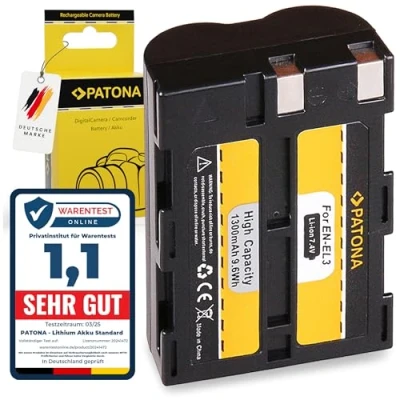 Immagine di PATONA Batteria Sostituzione per Nikon EN EL3, EL3a, ENEL3, 1300mAh 7.4V Li Ion, Compatibile con D70, D70s, D50, D100, Protezione contro Sovraccarico e Cortocircuito