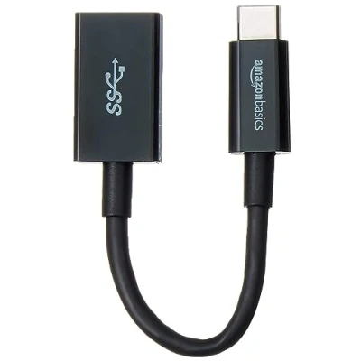 Immagine di Amazon Basics Cavo convertitore da USB C A 3.1 Gen 1 adattatore femmina, velocità 5 Gbps, certificazione IF, per laptop, tablet, telefoni, nero