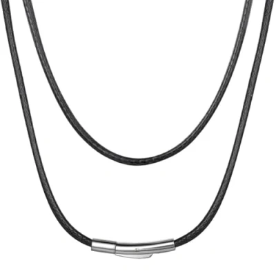 Immagine di ChainsHouse Uomo Donna Collana in Corda di Cera Intrecciata Impermeabile Nero/marrone 2 / 3mm Larghezza 16 30&quot; Pelle Fai da te Per Pendente con Fermaglio Acciaio Inossidabile