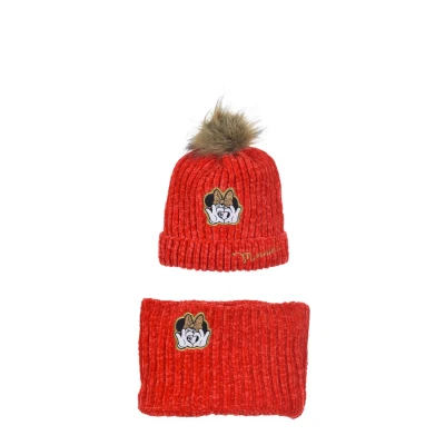 Immagine di Sun City Minnie Mouse invernale per bambini, set da 2 pezzi, berretto e sciarpa, Colore: rosso, 54