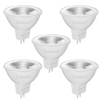 Immagine di Linkind Lampadine LED GU5.3 MR16, 5W(Equivalenti a 50 W), Luce Bianca Fredda 5000K, 520 Lumen, Faretti 12V con Angolo del Fascio di 36 Gradi, AC/DC 12V, Non Dimmerabile, Pacco da 5