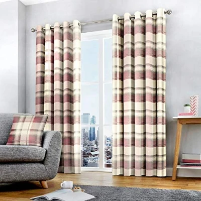 Immagine di Fusion tende con occhielli, 100% cotone, blush, 116,8 cm larghezza x 137,2 goccia (117 137 cm)