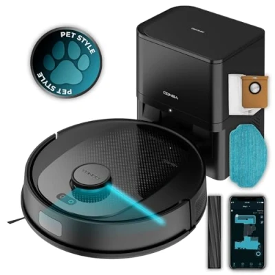 Immagine di Cecotec Robot Aspirapolvere e Lavapavimenti Conga 7690 Immortal MAX Home. 500Pa, con Base Autosvuotante Navigazione Laser, 2,5L, Autonomia 220 Min, Spazzola Silicone, Panno, App