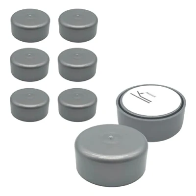 Immagine di SKIR&#039;CO Confezione da 8 gambe per mobili, in plastica, regolabili, rotonde, Ø 55 mm, autoadesive, con adesivi (8, grigio)