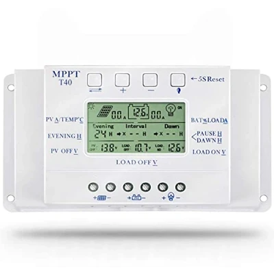 Immagine di OOYCYOO Regolatore di carica solare 40A mppt 12V/24V Rilevamento automatico della tensione del pannello con display LCD USB