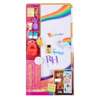 Immagine di Rainbow High Design &amp; Style Set da gioco armadietto con scaffali, appendini, accessori e adesivi, Età 4 12 anni
