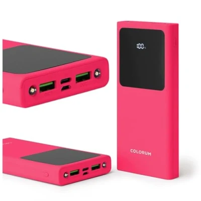 Immagine di FOREVER Colorum Power Bank 10000 mAh Magenta Batteria Portatile con USB C e microUSB Schermo LED Powerbank Ricarica Rapida di Due Dispositivi Luci