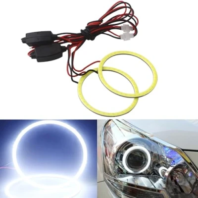Immagine di Qasim 2x 70mm auto DRL Fari Angel Eyes Halo Ring Lamp 60SMD Fendinebbia COB LED Faro non Polarità Costante 9 30V Bianco