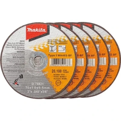 Immagine di Makita D 74821 5 Ruota da taglio in acciaio inox 7,6 cm per metallo/materiali inossidabili, confezione 5, ideale DMC300Z e DMC300RT