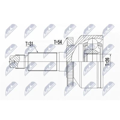 Immagine di NTY NPZ KA 365 Kit Giunto Omocinetico Assale anteriore, lato ruota con anello sensore ABS
