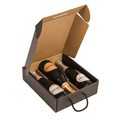 Immagine di ONLY BOXES Custodia per 3 Bottiglie Scatola di Cartone Champagne o Nero Opaco 4 Unità