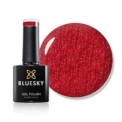 Immagine di Bluesky Smalto Per Unghie Gel, Frosty Pink Silver Glitter, Vip10, Luccichio, Rosa (Per Lampade Uv E Led) 10 Ml
