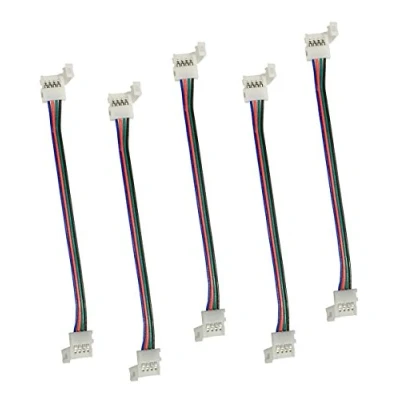Immagine di LitaElek 5pcs 4 pin Cavo Connettore LED per 10mm Largo Striscia RGB, RGB 5050 Strip Connector Jumper Nastro Rapido Banda LED, 17cm Lungo