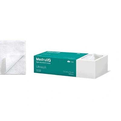 Immagine di Medrull Ultrasoft Compresse 7.5 x cm Non tessuto 4 per Contenitore, Confezione da 100 sterile