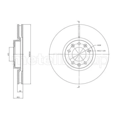 Immagine di METELLI 23 1848C Disco freno 303,8 28,0 5 71,0 ventilato verniciato OPEL: Grandland X, Combo E Van / Station Wagon