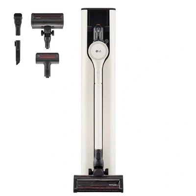Immagine di LG CordZero con All in One Tower A9T PRIME1C, Aspirapolvere senza Fili Svuotamento Automatico, 260W, Autonomia 60 min, 2 Spazzole + Accessori, Wi Fi, Kompressor, Calming Beige