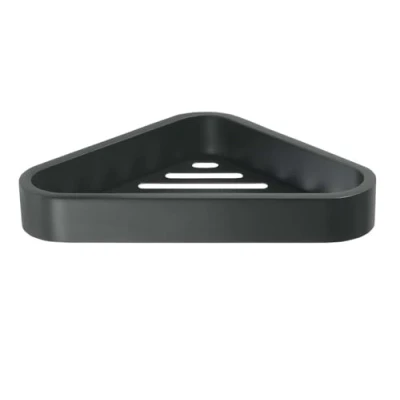 Immagine di Gedy Nero, Outline Bagno Triangolare, Misure: 3X17X17 CM &amp; 0,844 kg, Portaoggetti in Ottone, Cromall, resine termoplastiche, Acciaio Inox, Design Simone Micheli, 15 Anni di Garanzia, 17x 3