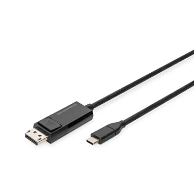 Immagine di Digitus DisplayPort / USB C® Cavo Spina DisplayPort, 2.00 m Nero AK 300334 020 S 1.2, 1.4, doppia schermatura, tripla