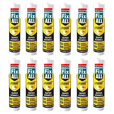 Immagine di 12 X Soudal Fix All Turbo Hybrid Polymer sigillante adesivo bianco 290 ML
