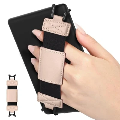 Immagine di MoKo Cinturino Universale per 6&quot; 8&quot; e Reader Tablet, Morbido da Mano Supporto Leggero con Fascetta Elastica Impugnatura Tablet ad Alta Elasticità, Oro Rosa