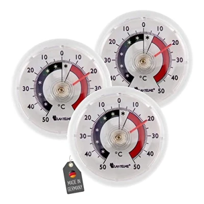 Immagine di Set di 3 termometri adesivi per frigorifero, resistente a temperature /+ 50C; plastica bianca 4816