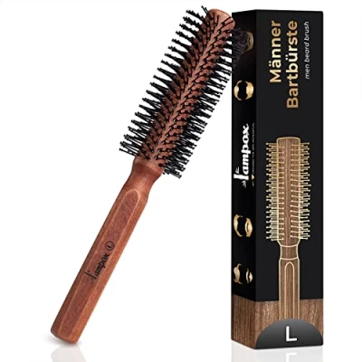 Immagine di lampox spazzola rotonda da uomo, per barba, pettine capelli, rotonda, capelli di media lunghezza e lunga (L)