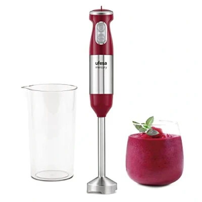 Immagine di Ufesa BP3500 Mercury Frullatore a Immersione Minipimer, 1000W, Funzione Turbo, 4 Lame, Design Ergonomico e Antischizzi, Bicchiere Graduato Incluso, Senza BPA, Esclusiva Amazon