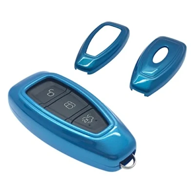 Immagine di 100% high quality ABS plastica dura portachiavi lucido protettiva custodia per Ford S Max/B/C max max/Focus/Mondeo/Kuga/Fiesta Fusion ST 3 Button Remote KEYLESS Smart Key Fob (blu)