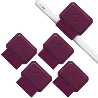 Immagine di FINTIE 4 Pezzi Portapenne Autoadesivo Compatibile con Apple Pencil Pro, (USB C) &amp; 2a/1a Gen e Penna Stilo Elastico Pen Holder per Tablet, Notebooks, Calendario, Viola