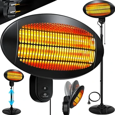Immagine di KESSER® Riscaldatore Radiante 2000 Watt, Infrarossi, da Stand, Patio, Terrazza, Radiante, Altezza Regolabile,