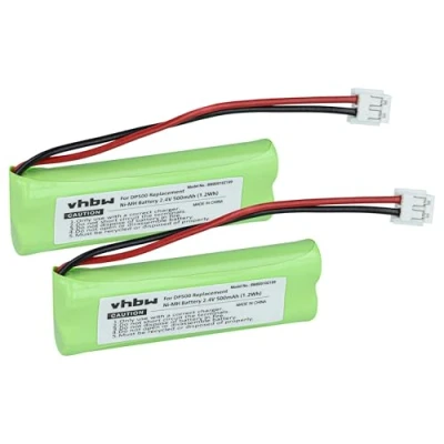 Immagine di vhbw 2x NiMH batteria 500mAh (2.4V) per telefono fisso cordless Medion MD83242, MD83282 sostituisce VT50AAAALH2BMJZ, GP1010, GPHC05RN01.