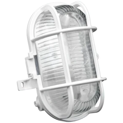 Immagine di Brennenstuhl Plafoniera Ovale da Parete o Soffitto, Portalampada con Griglia in Plastica Resistente, Attacco E27, Max 60W, Applique per Interno &amp; Esterno, IP44, Bianca