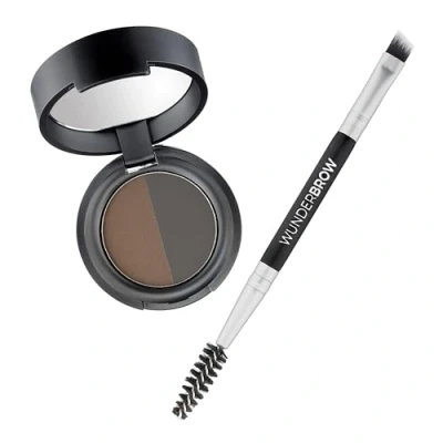 Immagine di WUNDERBROW Soft Brow Define &amp; Fill Powder Duo (Nero/Castano) Trucco per Sopracciglia dall’Effetto Naturale con Pennello a Doppia Punta, Vegan Cruelty Free