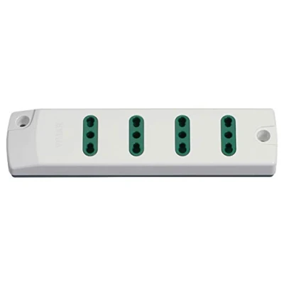 Immagine di VIMAR FP00404.B Presa mobile multipla 2P+T 16 A 250 V, con 4 uscite Bpresa SICURY standard italiano tipo P17/11, fornita senza cavo, bianco
