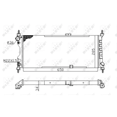 Immagine di NRF 507522A Radiatore motore Alluminio 650 285 34 FULL KIT Alette di raffreddamento montate meccanicamente OPEL: Combo B Van, Corsa Hatchback