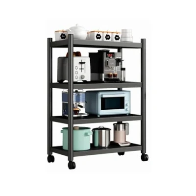 Immagine di MAGIC SELECT Scaffale con Ruote, Portaoggetti, Multifunzione in Metallo, da Terra, Mobili per Cucina, Bagno, Camera Letto, Garage, Soggiorno 4 Ripiani Portaoggetti.
